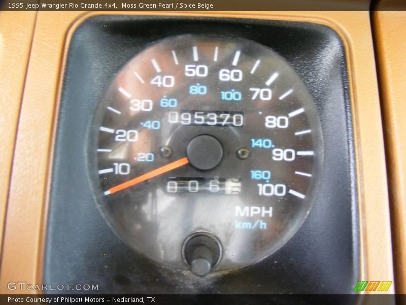 Moss Green Pearl / Spice Beige 1995 Jeep Wrangler Rio Grande 4x4