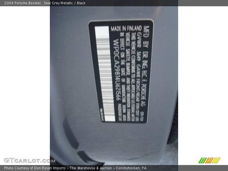 Seal Grey Metallic / Black 2004 Porsche Boxster