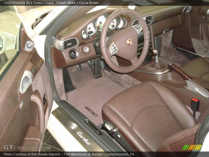 Cream White / Cocoa Brown 2009 Porsche 911 Turbo Coupe