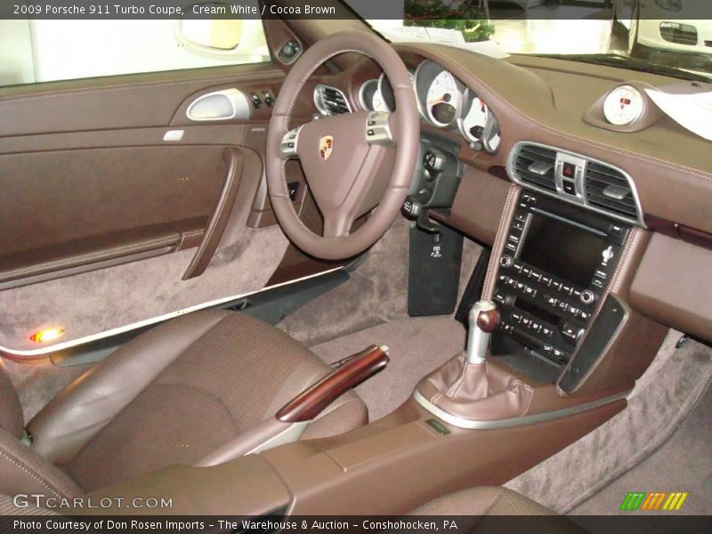 Cream White / Cocoa Brown 2009 Porsche 911 Turbo Coupe