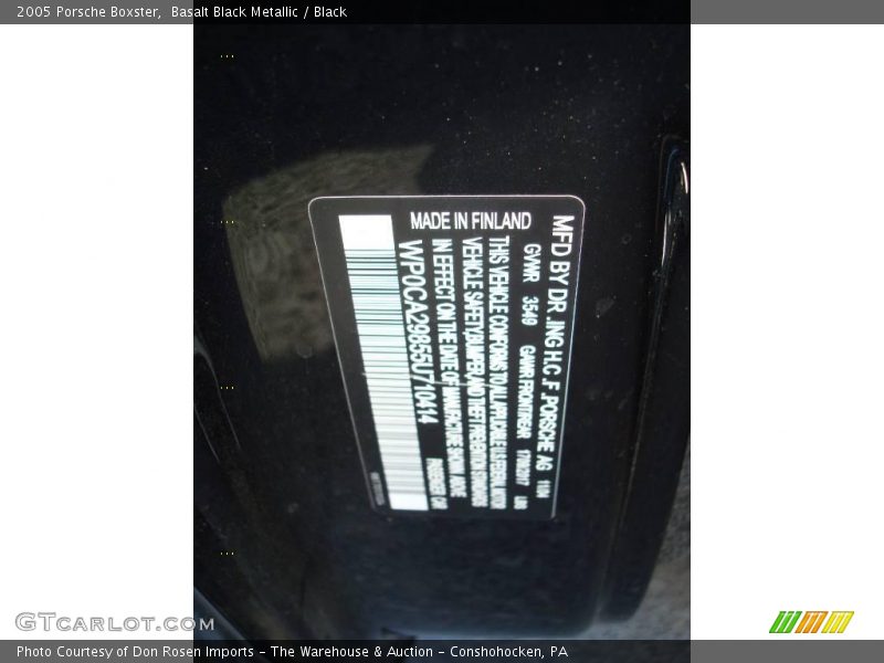 Basalt Black Metallic / Black 2005 Porsche Boxster