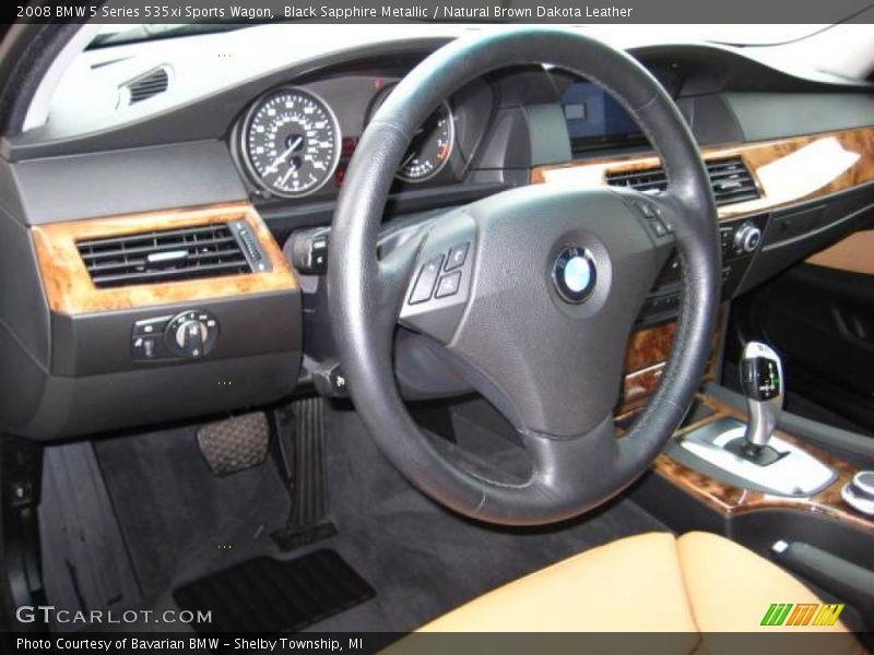 Black Sapphire Metallic / Natural Brown Dakota Leather 2008 BMW 5 Series 535xi Sports Wagon