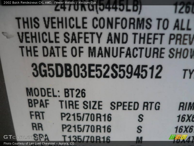 Pewter Metallic / Medium Oak 2002 Buick Rendezvous CXL AWD