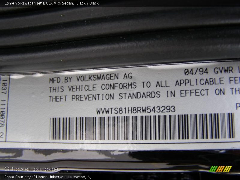 Black / Black 1994 Volkswagen Jetta GLX VR6 Sedan