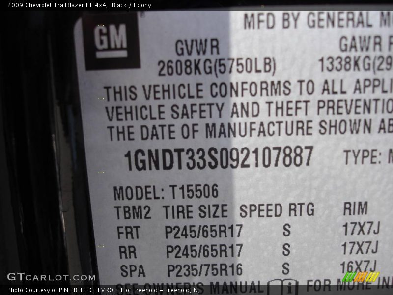 Black / Ebony 2009 Chevrolet TrailBlazer LT 4x4