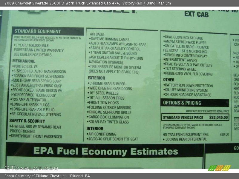 Victory Red / Dark Titanium 2009 Chevrolet Silverado 2500HD Work Truck Extended Cab 4x4