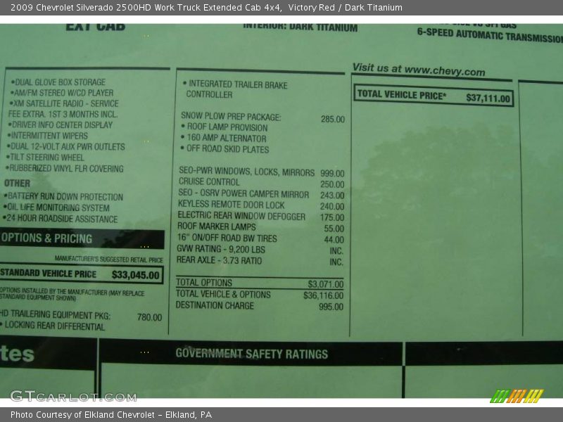 Victory Red / Dark Titanium 2009 Chevrolet Silverado 2500HD Work Truck Extended Cab 4x4