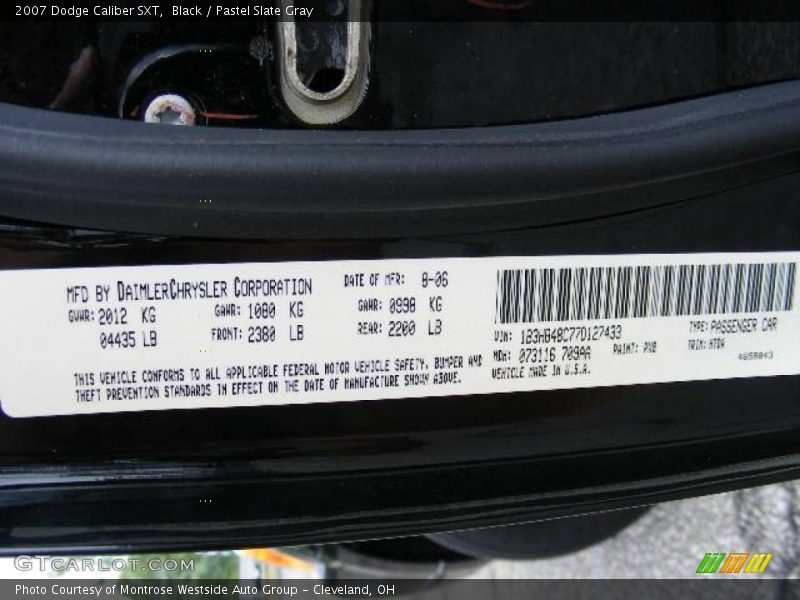 Black / Pastel Slate Gray 2007 Dodge Caliber SXT