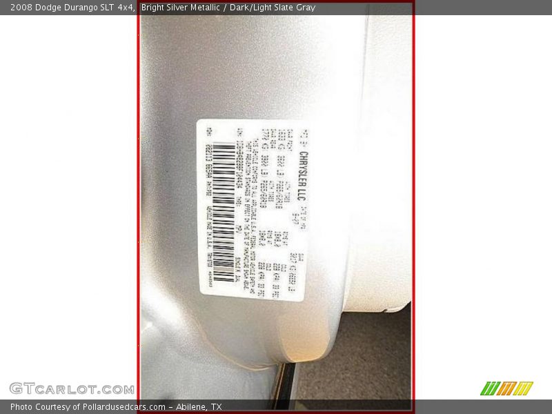 Bright Silver Metallic / Dark/Light Slate Gray 2008 Dodge Durango SLT 4x4