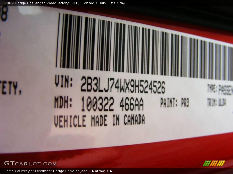 TorRed / Dark Slate Gray 2009 Dodge Challenger SpeedFactory SRT8