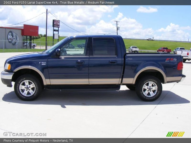 True Blue Metallic / Medium Parchment 2002 Ford F150 Lariat SuperCrew 4x4