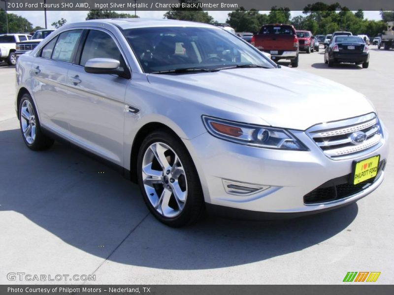 Ingot Silver Metallic / Charcoal Black/Umber Brown 2010 Ford Taurus SHO AWD