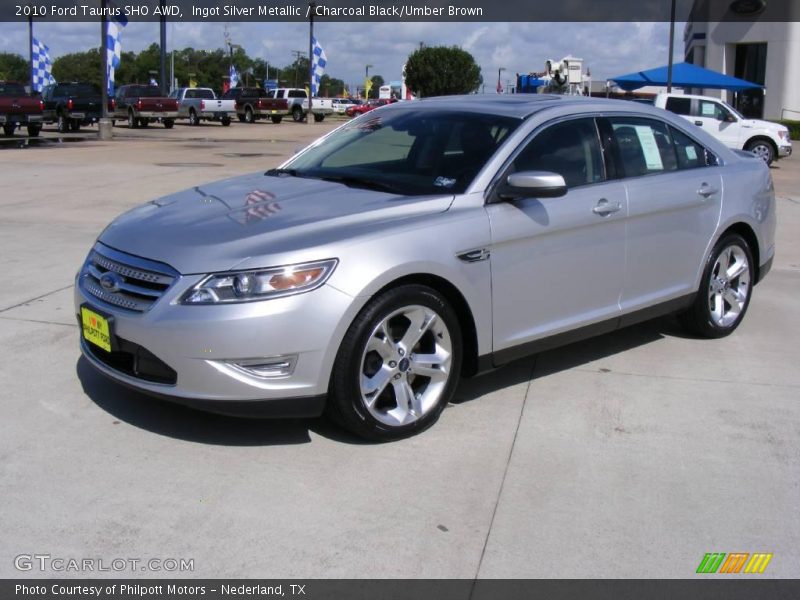 Ingot Silver Metallic / Charcoal Black/Umber Brown 2010 Ford Taurus SHO AWD