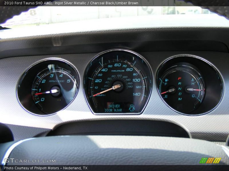 Ingot Silver Metallic / Charcoal Black/Umber Brown 2010 Ford Taurus SHO AWD