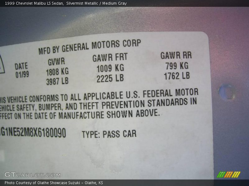 Silvermist Metallic / Medium Gray 1999 Chevrolet Malibu LS Sedan