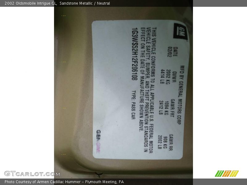 Sandstone Metallic / Neutral 2002 Oldsmobile Intrigue GL