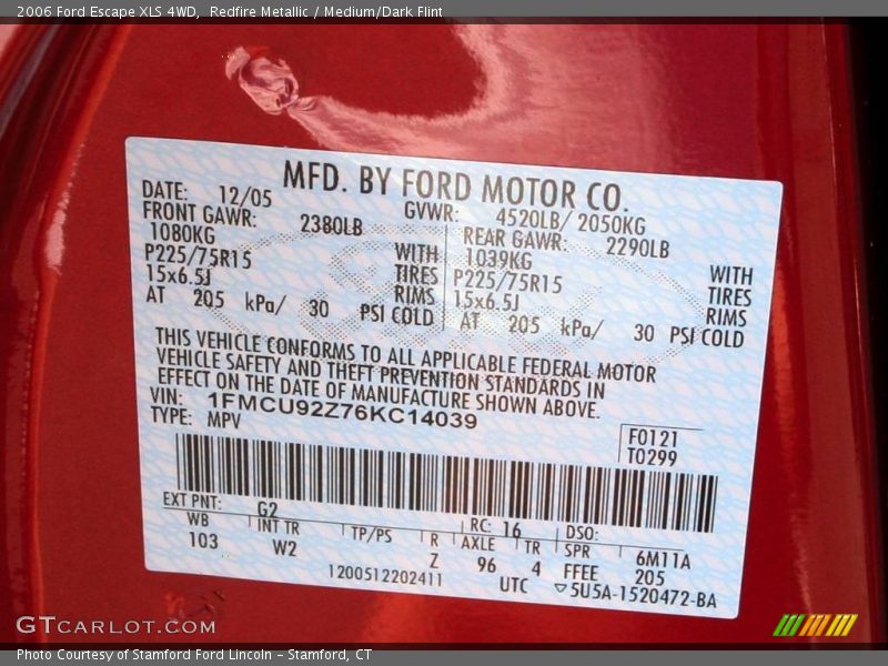 Redfire Metallic / Medium/Dark Flint 2006 Ford Escape XLS 4WD