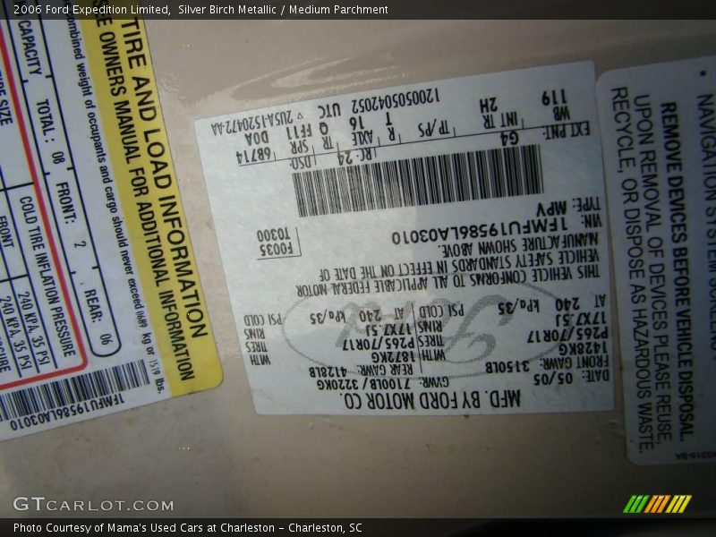 Silver Birch Metallic / Medium Parchment 2006 Ford Expedition Limited