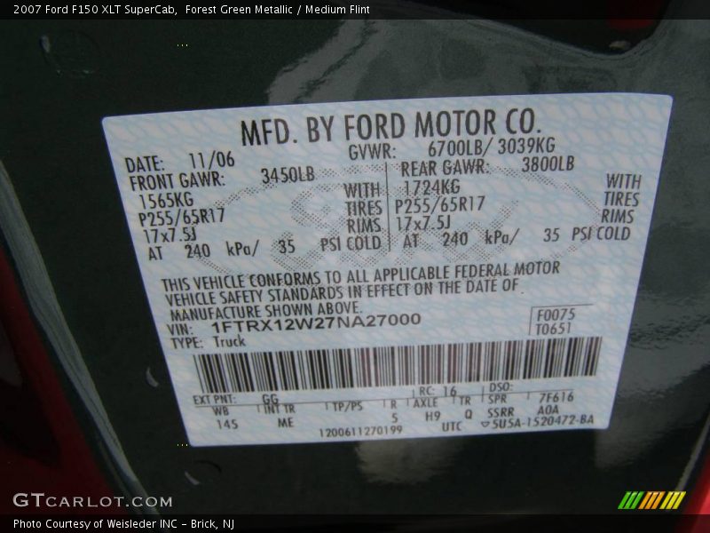 Forest Green Metallic / Medium Flint 2007 Ford F150 XLT SuperCab
