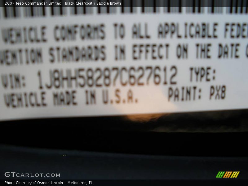 Black Clearcoat / Saddle Brown 2007 Jeep Commander Limited