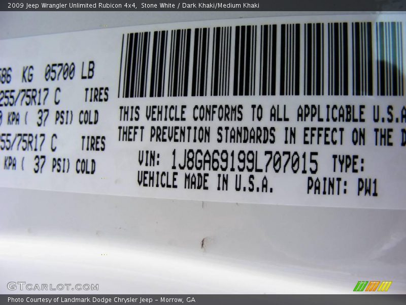 Stone White / Dark Khaki/Medium Khaki 2009 Jeep Wrangler Unlimited Rubicon 4x4
