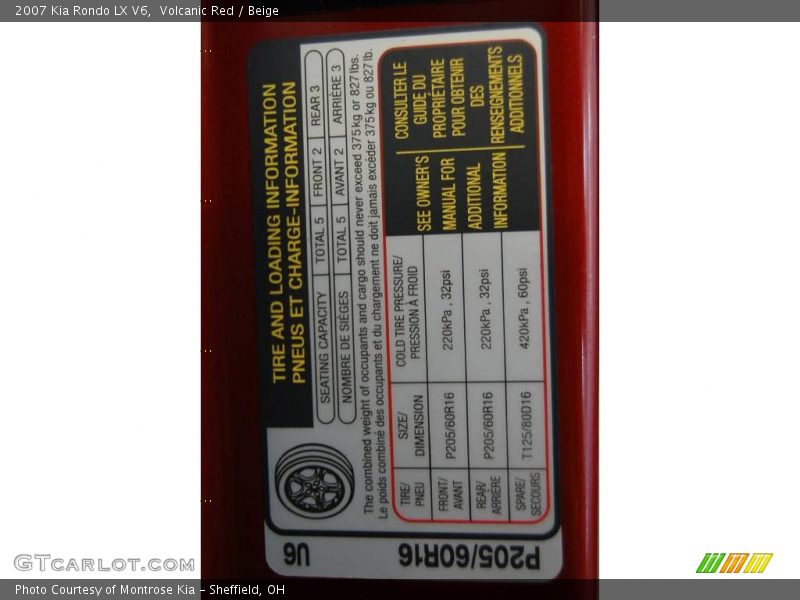 Volcanic Red / Beige 2007 Kia Rondo LX V6