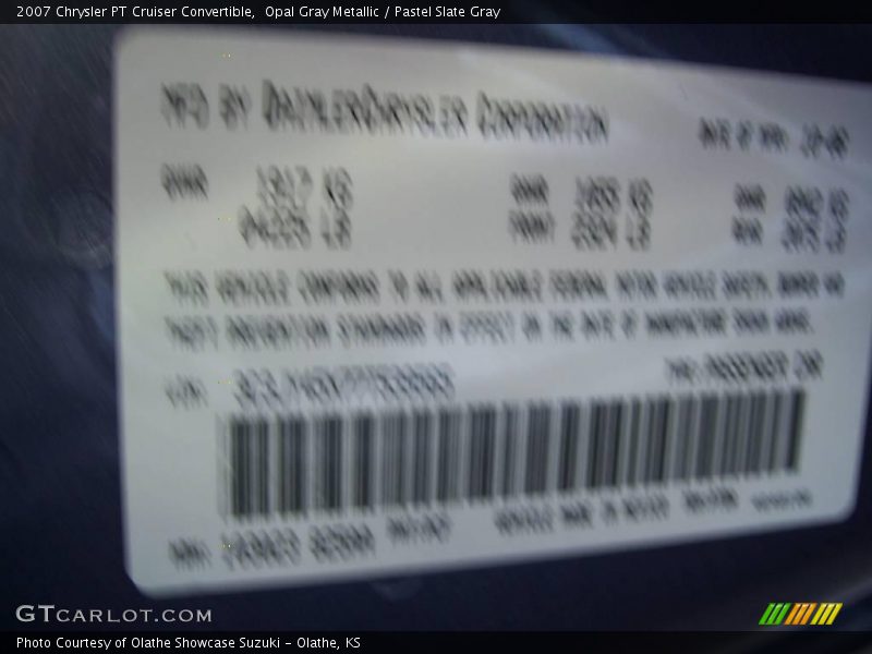 Opal Gray Metallic / Pastel Slate Gray 2007 Chrysler PT Cruiser Convertible