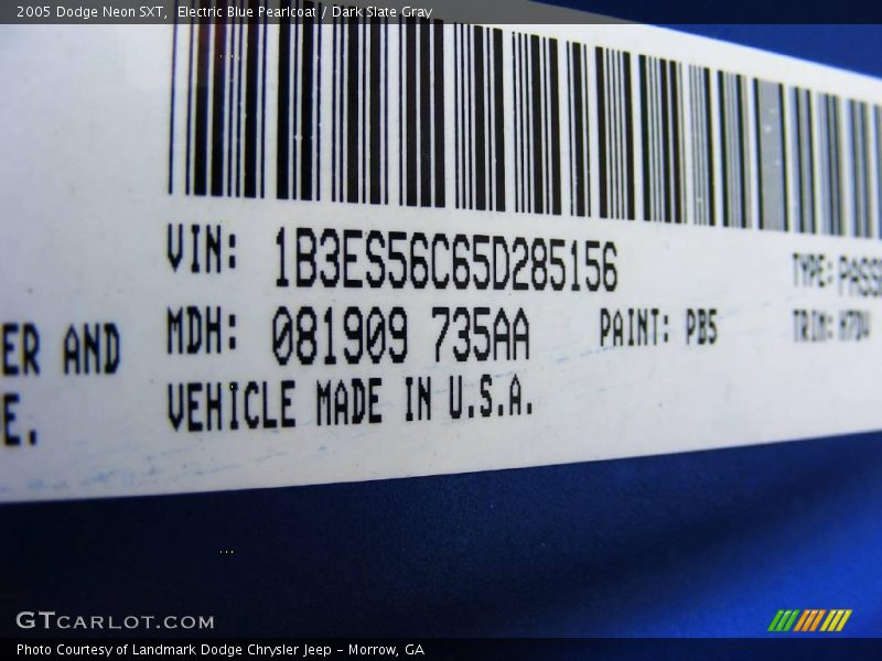 Electric Blue Pearlcoat / Dark Slate Gray 2005 Dodge Neon SXT