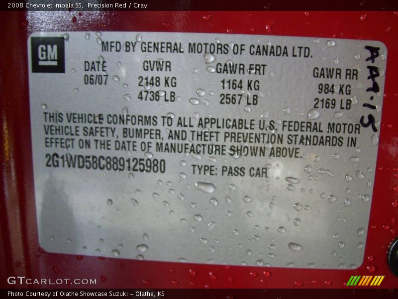 Precision Red / Gray 2008 Chevrolet Impala SS