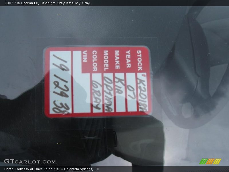 Midnight Gray Metallic / Gray 2007 Kia Optima LX