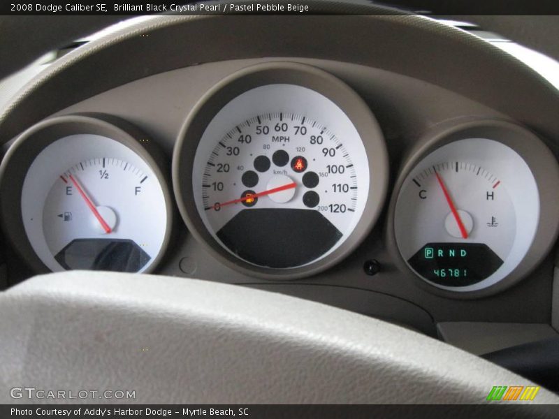 Brilliant Black Crystal Pearl / Pastel Pebble Beige 2008 Dodge Caliber SE