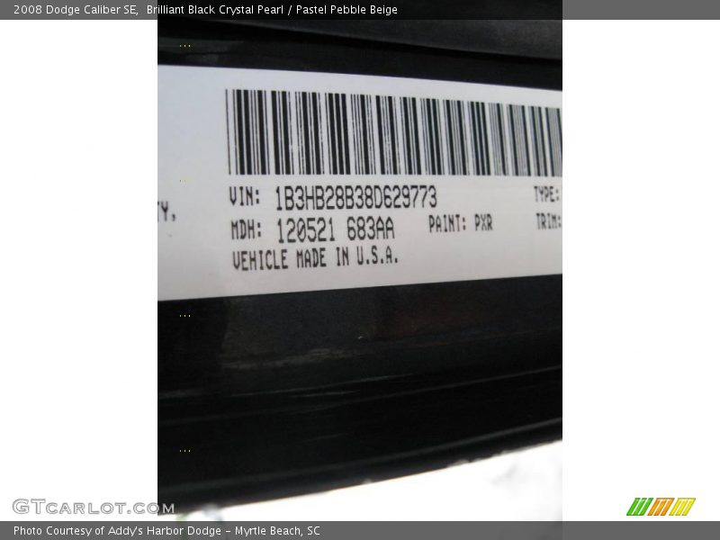 Brilliant Black Crystal Pearl / Pastel Pebble Beige 2008 Dodge Caliber SE