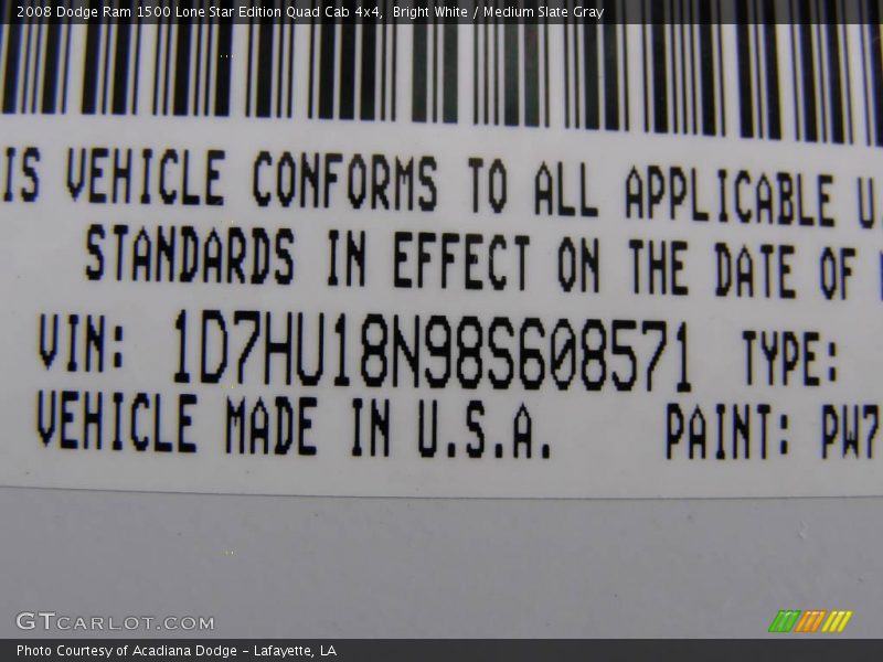 Bright White / Medium Slate Gray 2008 Dodge Ram 1500 Lone Star Edition Quad Cab 4x4