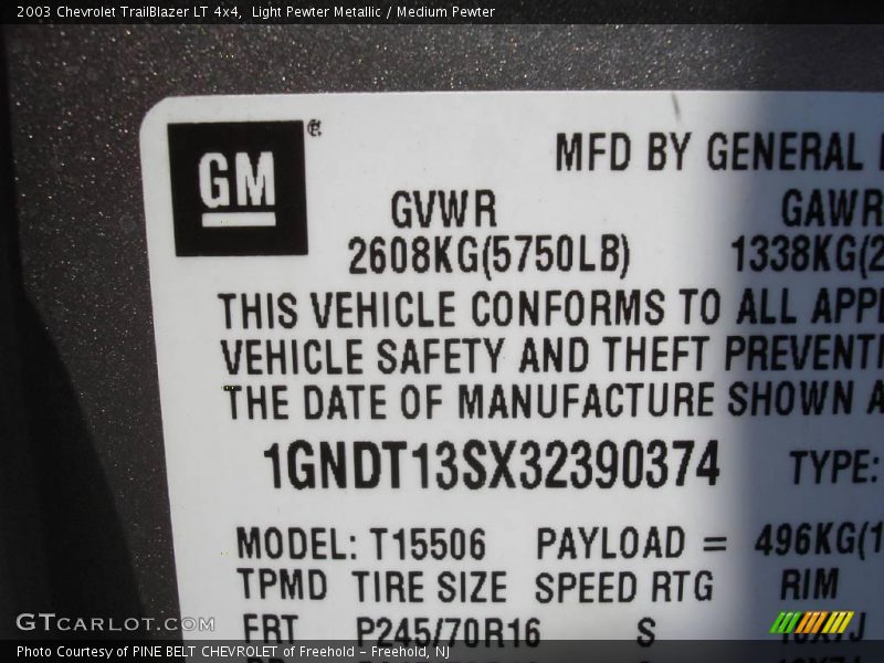 Light Pewter Metallic / Medium Pewter 2003 Chevrolet TrailBlazer LT 4x4