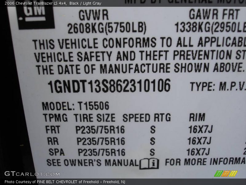 Black / Light Gray 2006 Chevrolet TrailBlazer LS 4x4