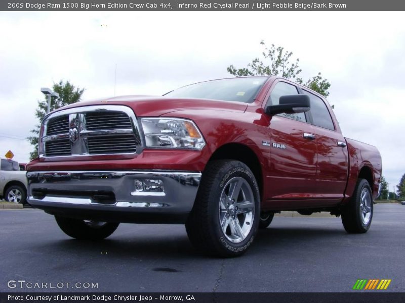 Inferno Red Crystal Pearl / Light Pebble Beige/Bark Brown 2009 Dodge Ram 1500 Big Horn Edition Crew Cab 4x4