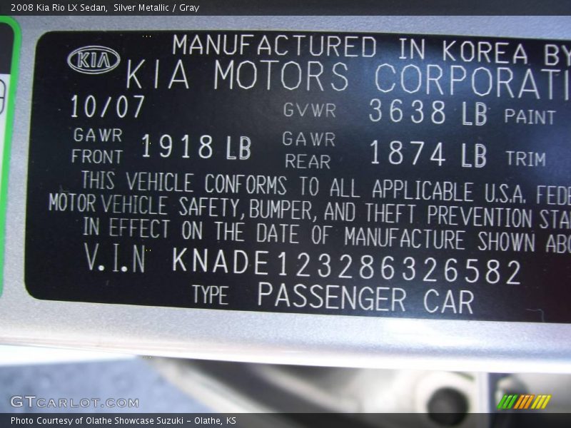 Silver Metallic / Gray 2008 Kia Rio LX Sedan