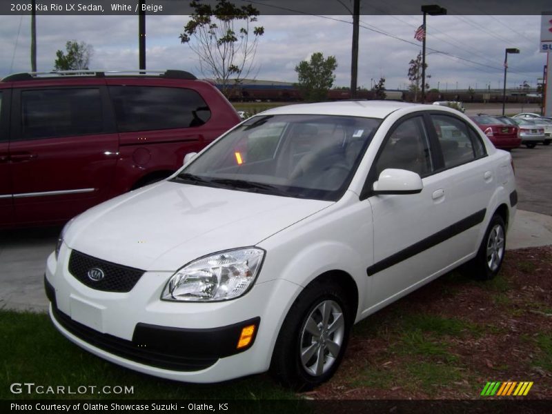 White / Beige 2008 Kia Rio LX Sedan