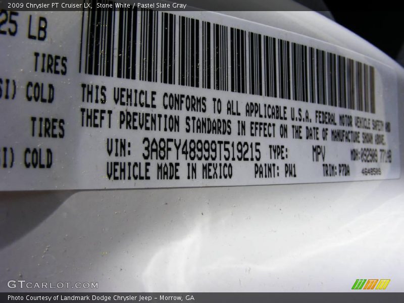 Stone White / Pastel Slate Gray 2009 Chrysler PT Cruiser LX