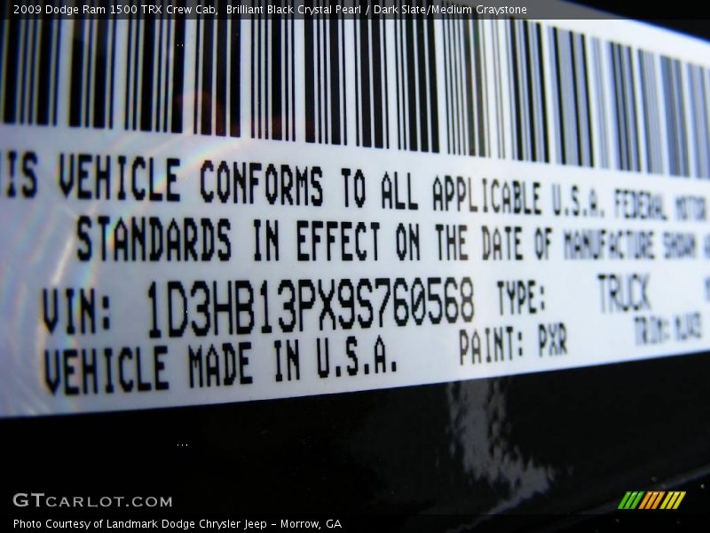 Brilliant Black Crystal Pearl / Dark Slate/Medium Graystone 2009 Dodge Ram 1500 TRX Crew Cab