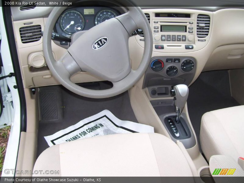 White / Beige 2008 Kia Rio LX Sedan