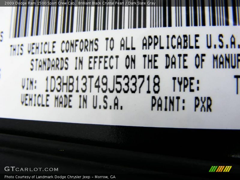 Brilliant Black Crystal Pearl / Dark Slate Gray 2009 Dodge Ram 1500 Sport Crew Cab