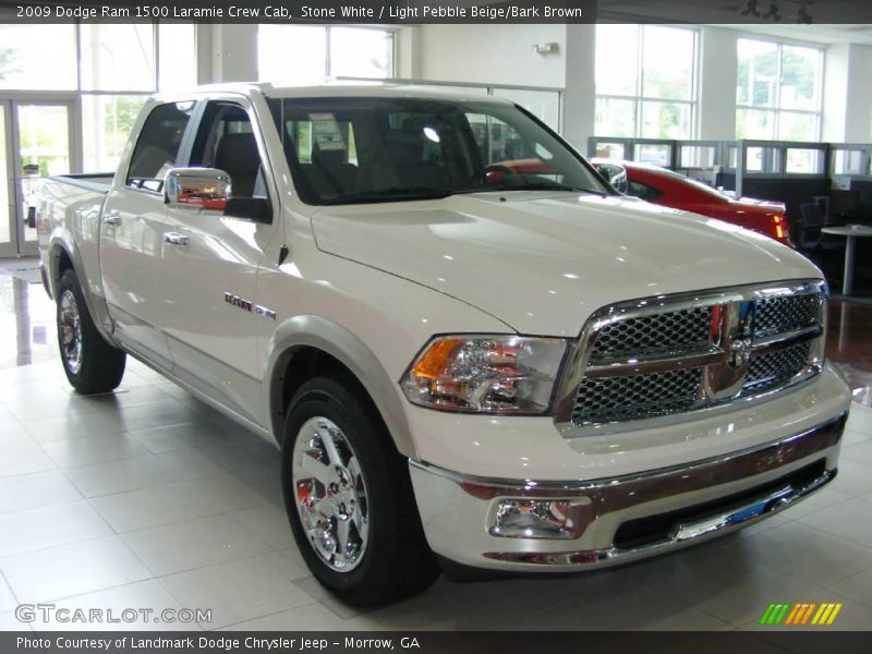 Stone White / Light Pebble Beige/Bark Brown 2009 Dodge Ram 1500 Laramie Crew Cab