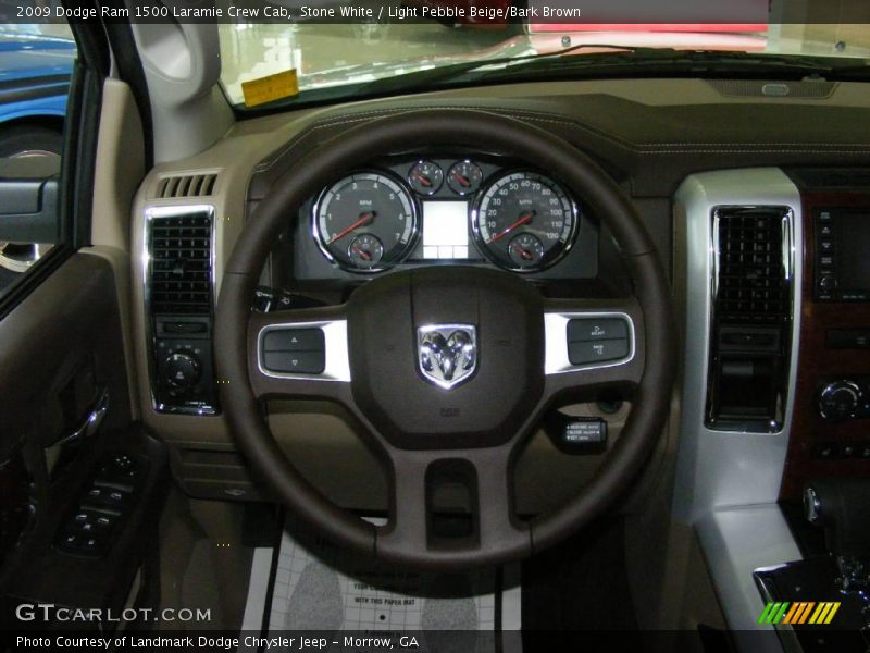 Stone White / Light Pebble Beige/Bark Brown 2009 Dodge Ram 1500 Laramie Crew Cab