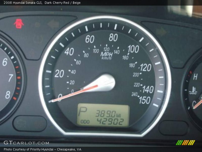 Dark Cherry Red / Beige 2008 Hyundai Sonata GLS