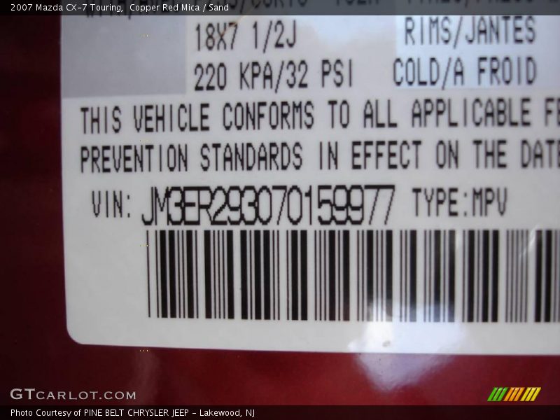 Copper Red Mica / Sand 2007 Mazda CX-7 Touring