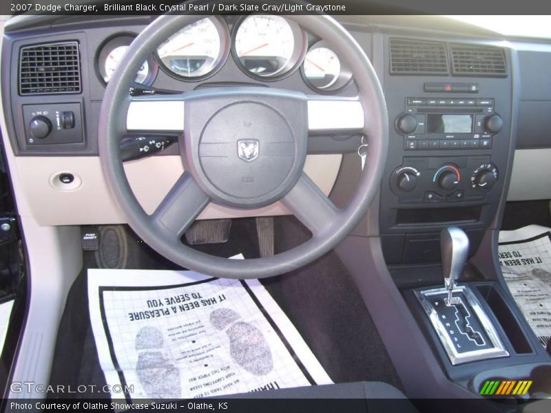 Brilliant Black Crystal Pearl / Dark Slate Gray/Light Graystone 2007 Dodge Charger