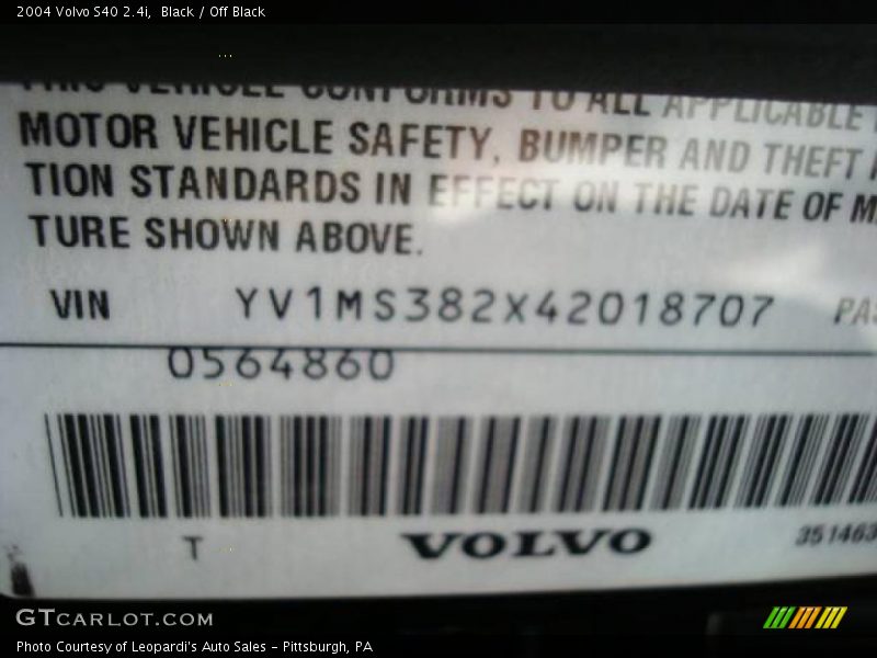 Black / Off Black 2004 Volvo S40 2.4i