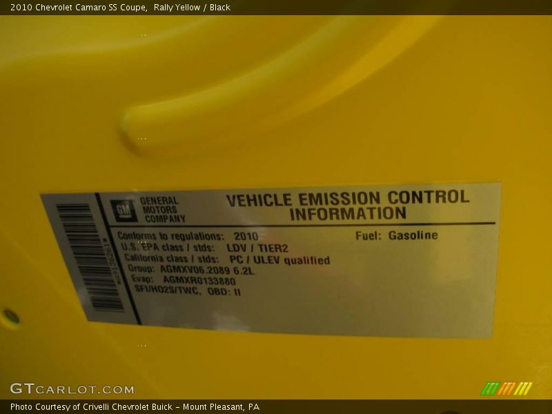 Rally Yellow / Black 2010 Chevrolet Camaro SS Coupe