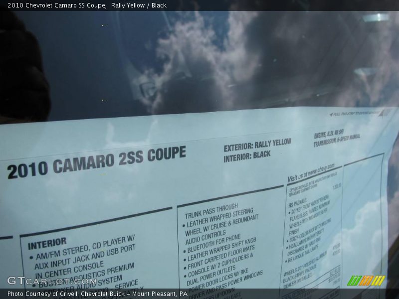 Rally Yellow / Black 2010 Chevrolet Camaro SS Coupe